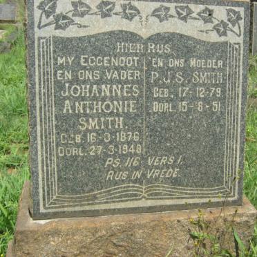 SMITH Johannes Anthonie 1876-1948 & P.J.S. 1879-1951