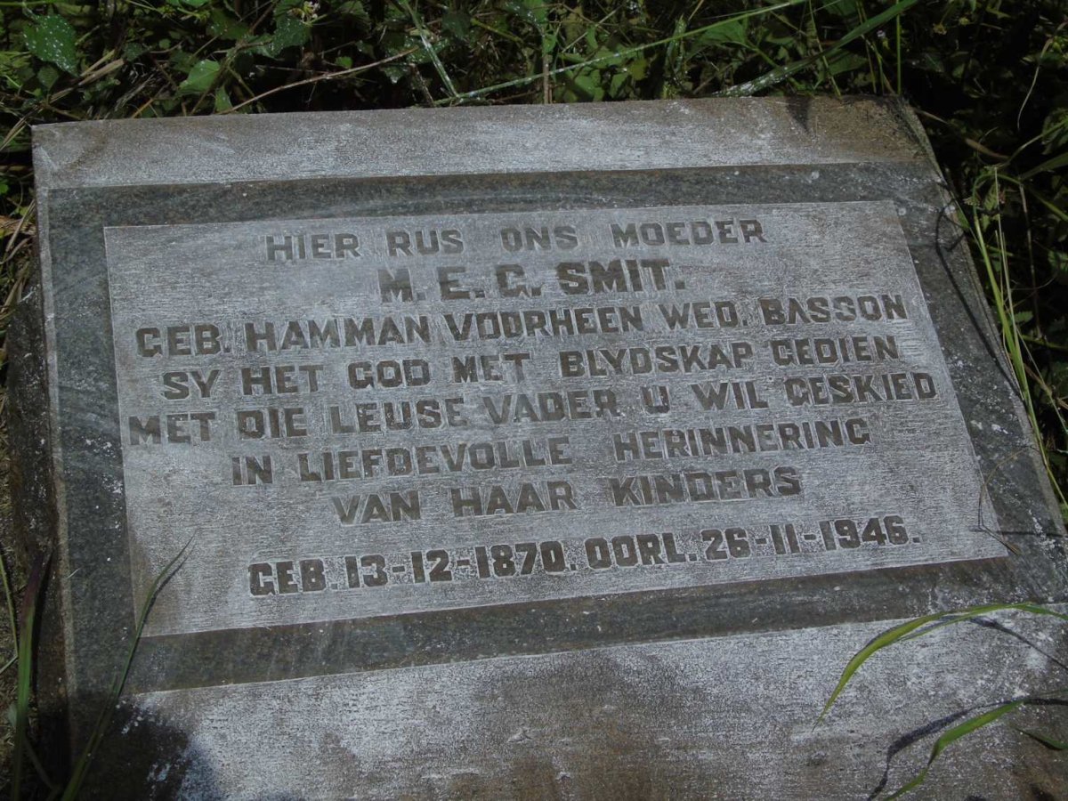 SMIT M.E.C. voorheen BASSON nee HAMMAN 1870-1946