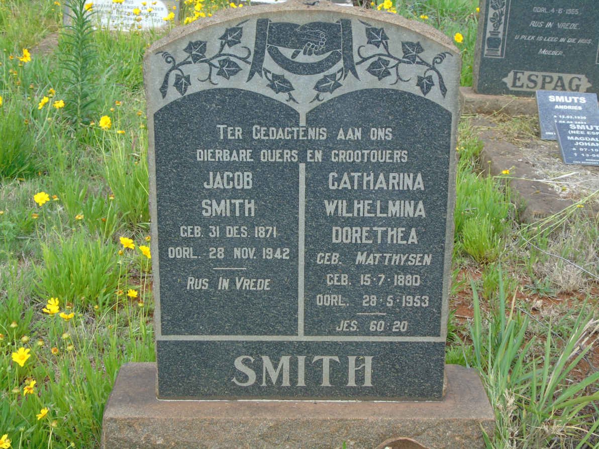 SMITH Jacob 1871-1942 &amp; Catharina Wilhelmina Dorethea MATTHYSEN 1880-1953