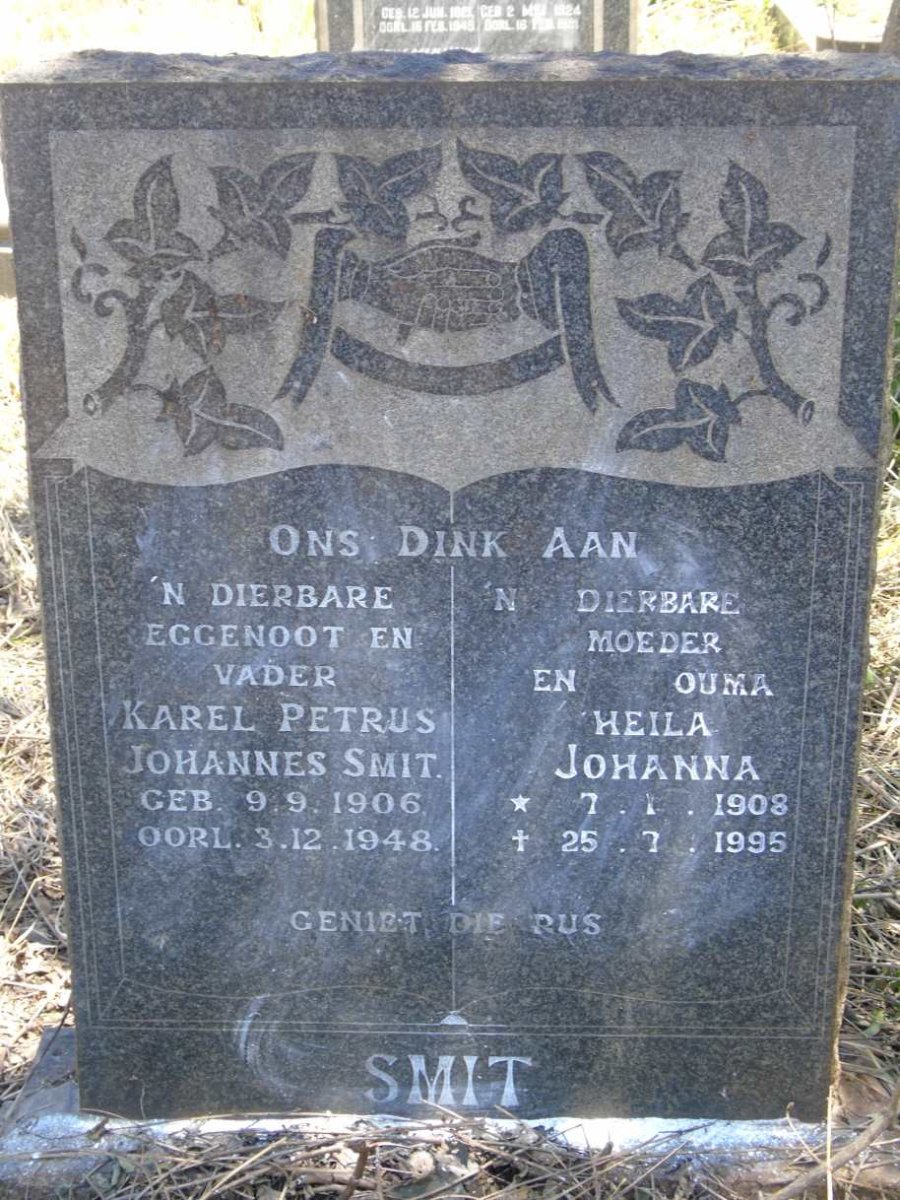 SMIT Karel Petrus Johannes 1906-1948 & Heila Johanna 1908-1995