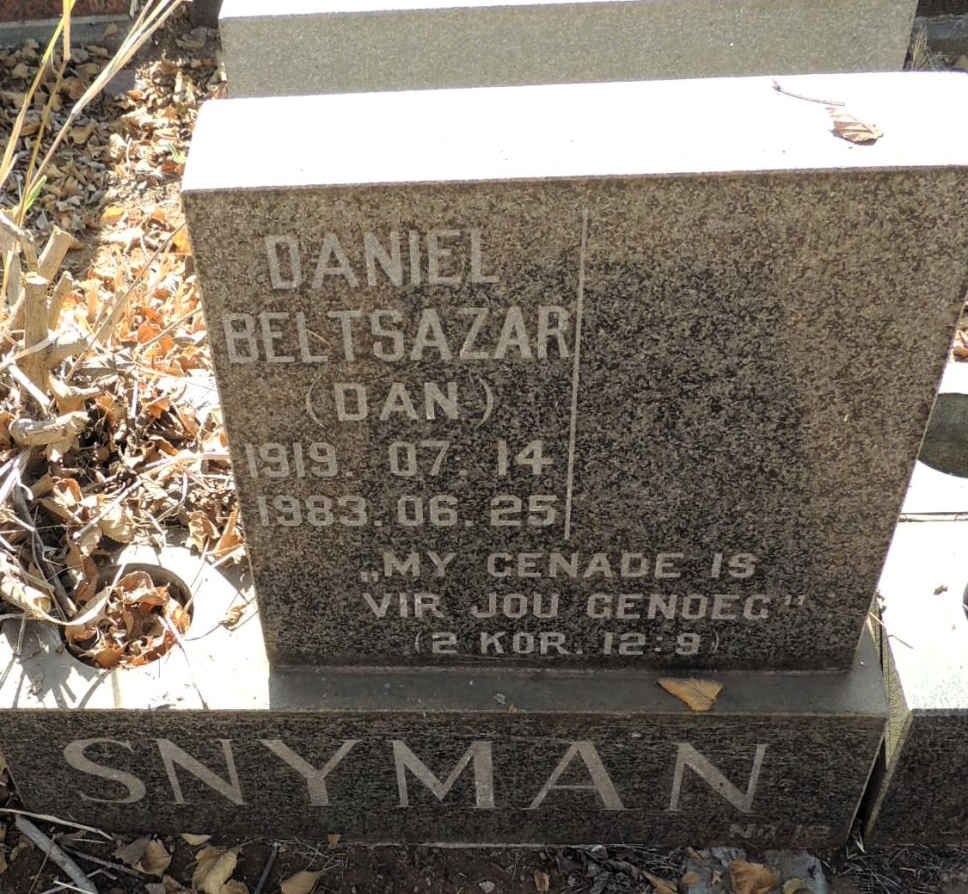 SNYMAN Daniel Beltsazar 1919-1983