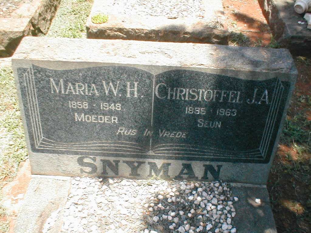 SNYMAN Christoffel J.A. 1885-1963 :: SNYMAN Maria W.H. 1858-1948
