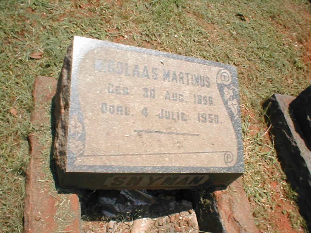 SNYMAN Nicolaas Martinus 1856-1950