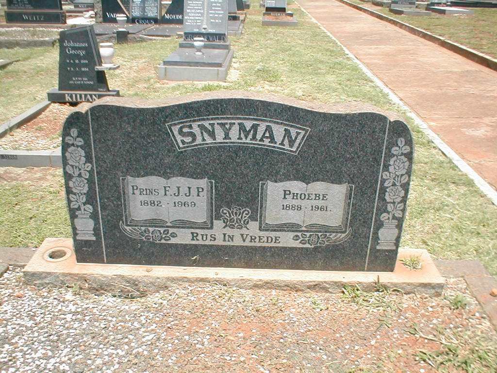 SNYMAN Prins F.J.J.P. 1882-1969 &amp; Phoebe 1888-1981