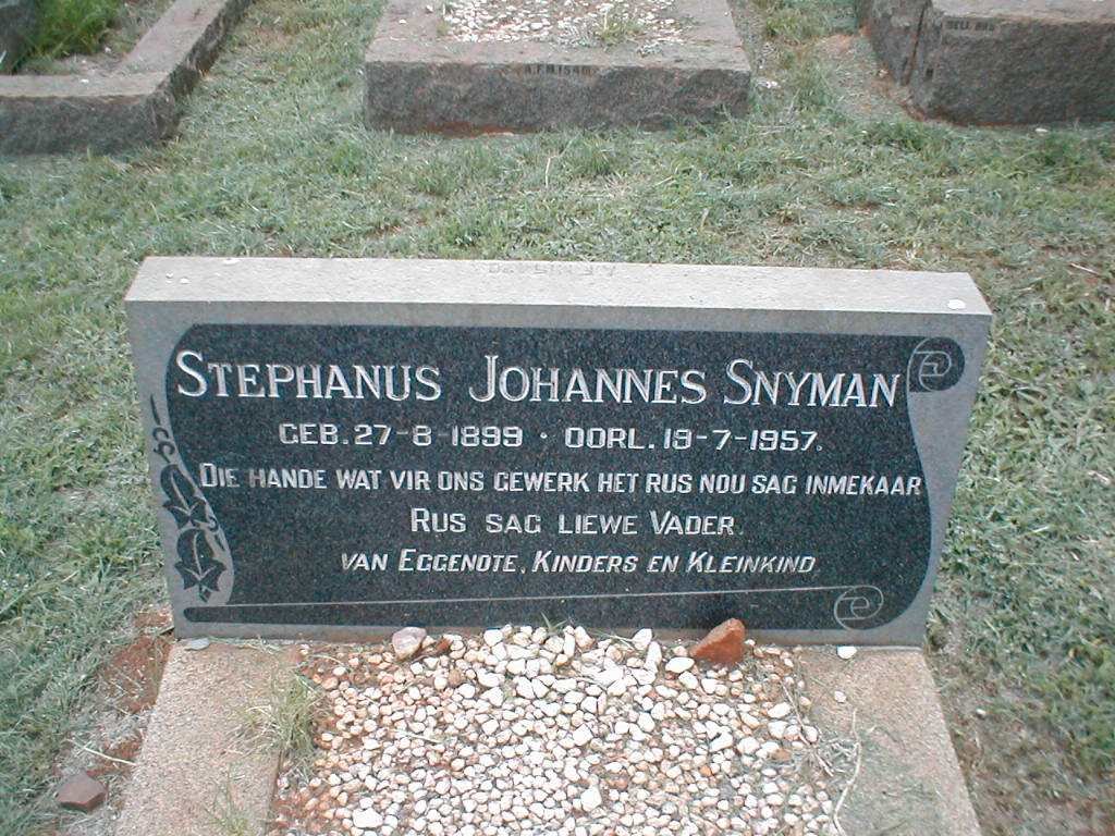 SNYMAN Stephanus Johannes 1899-1957