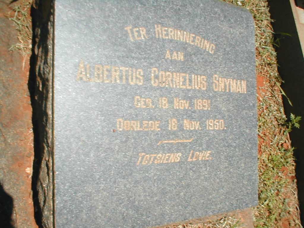 SNYMAN Albertus Cornelius 1891-1950