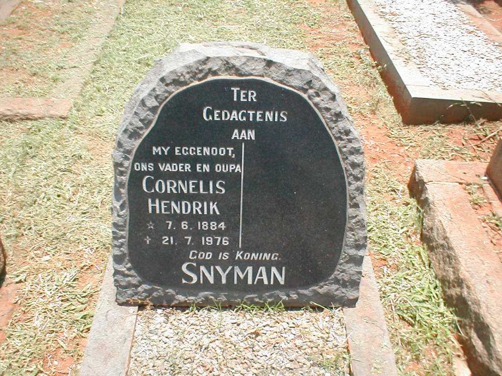 SNYMAN Cornelis Hendrik 1884-1976