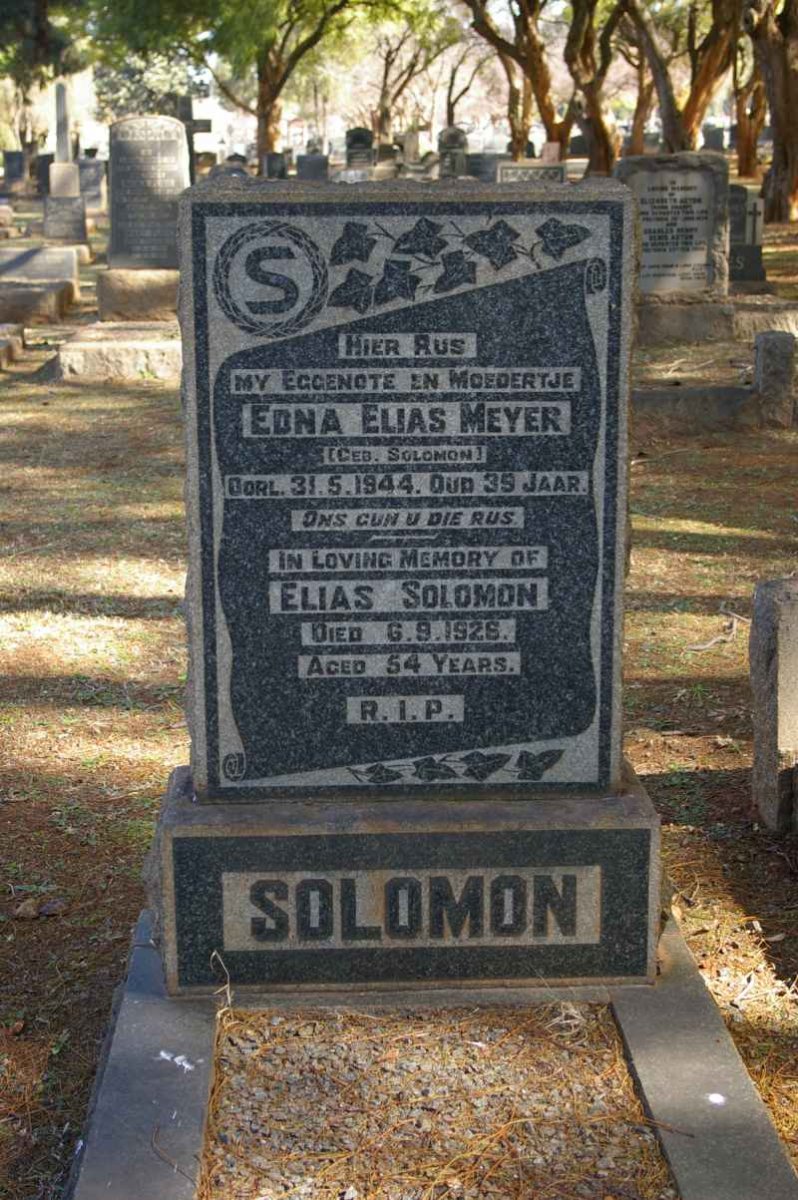 SOLOMON Elias -1926 :: MEYER Edna Elias nee SOLOMON -1944