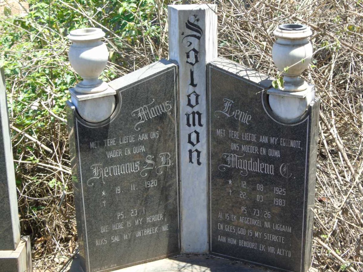 SOLOMON Hermanus S.B. 1920- & Magdalena C. 1925-1983