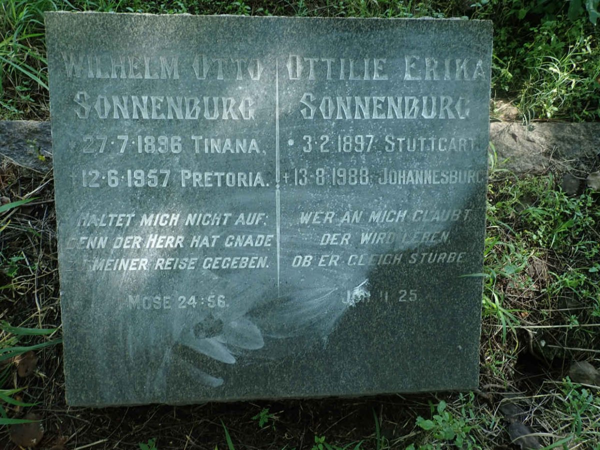 SONNENBURG Wilhelm Otto 1896-1957 &amp; Ottilie Erika 1897-1988