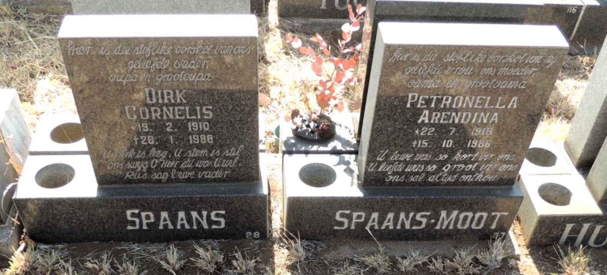 SPAANS Dirk Cornelis 1910-1988 & Petronella Arendina MOOT 1918-1986
