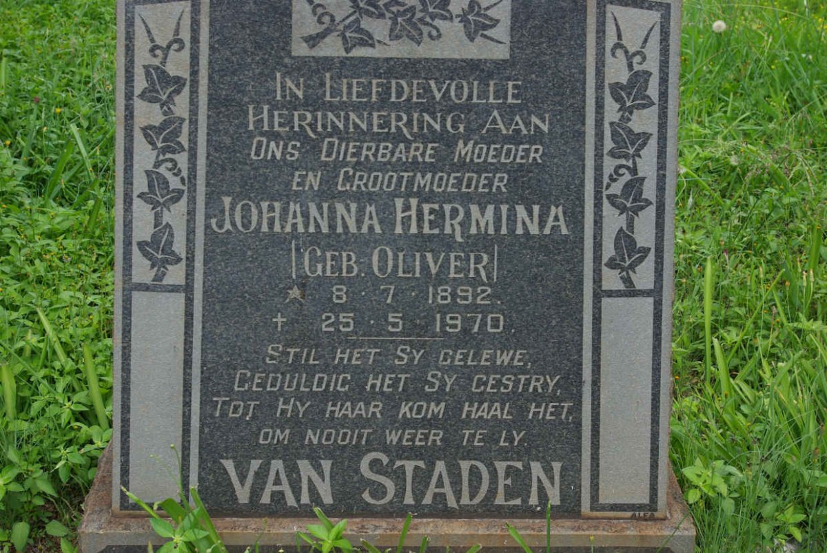 STADEN Johanna Hermina, van nee OLIVER 1892-1970
