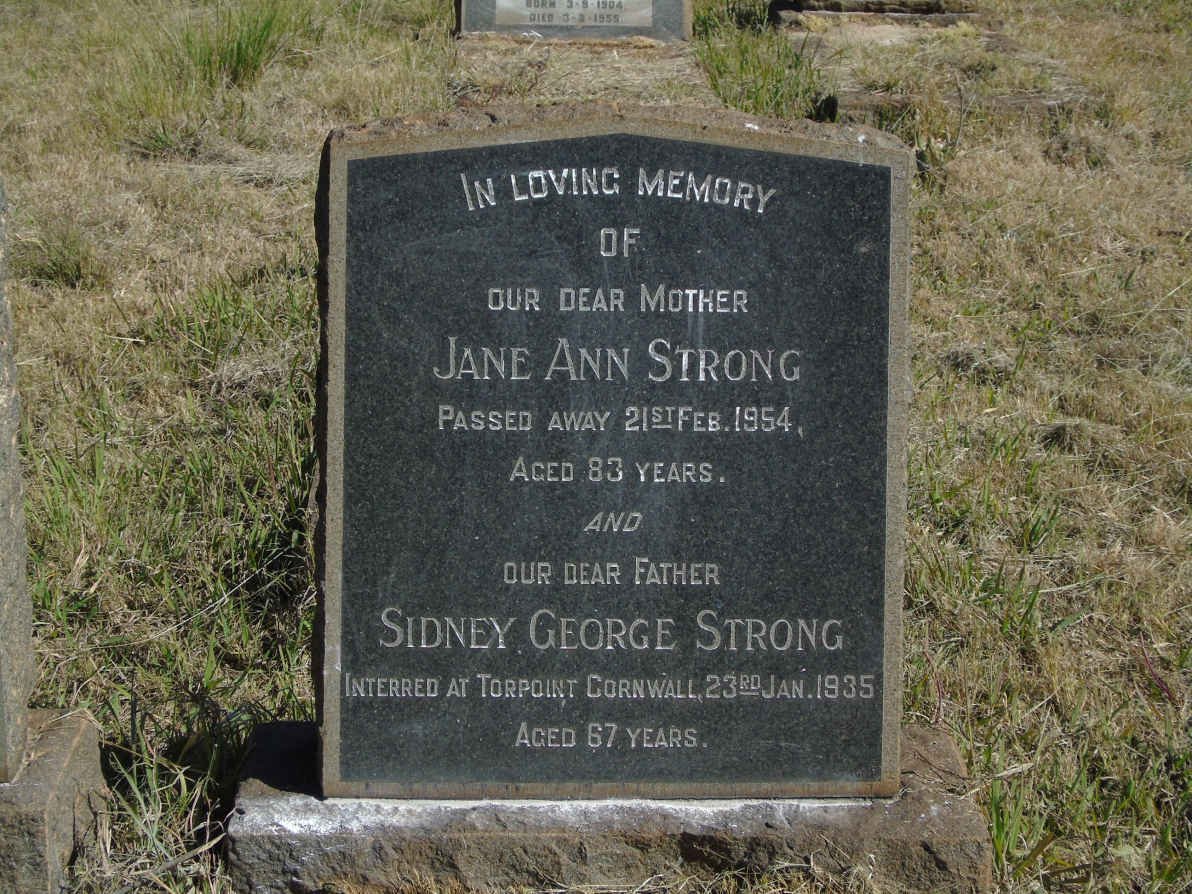 STRONG Sidney George -1935 &amp; Jane Ann -1954