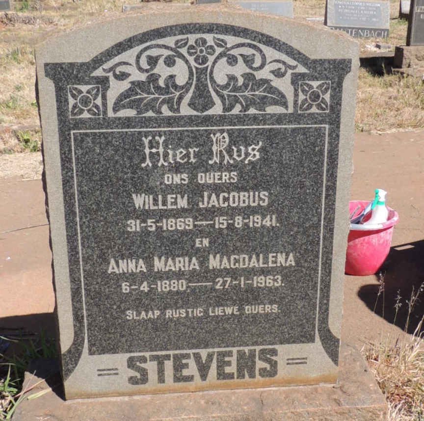 STEVENS Willem Jacobus 1869-1941 &amp; Anna Maria Magdalena 1880-1963