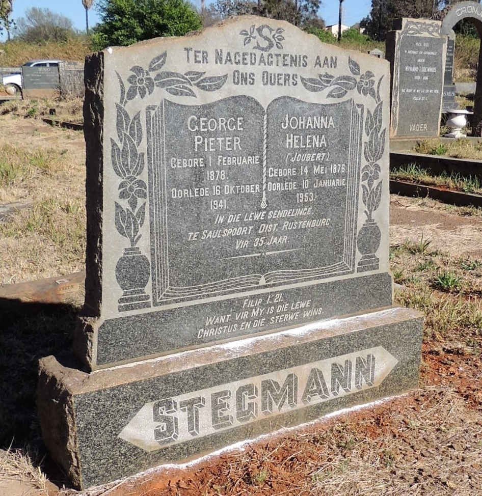 STEGMANN George Pieter 1878-1941 & Johanna Helena JOUBERT 1876-1953