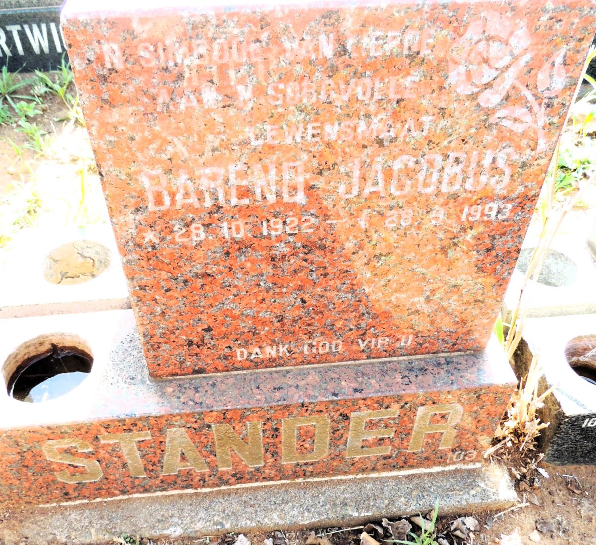 STANDER Barend Jacobus 1922-1993