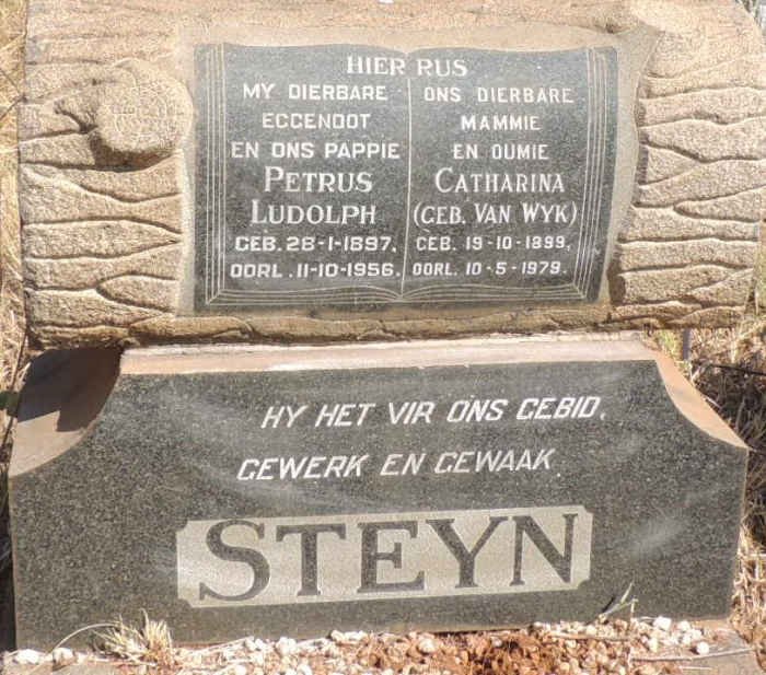 STEYN Petrus Ludolph 1897-1956 & Catharina VAN WYK 1899-1979