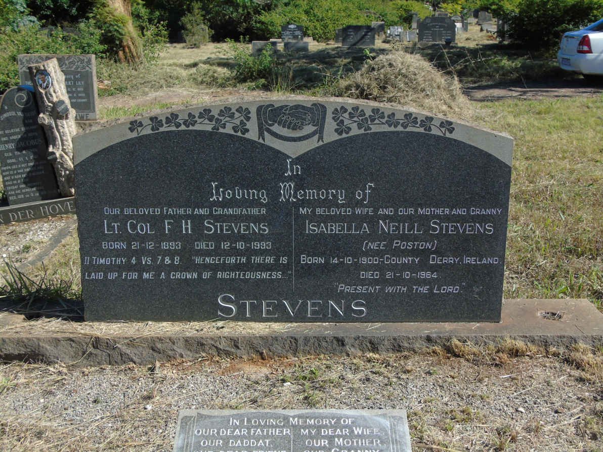 STEVENS F.H. 1893-1993 &amp; Isabella Neill POSTON 1900-1964
