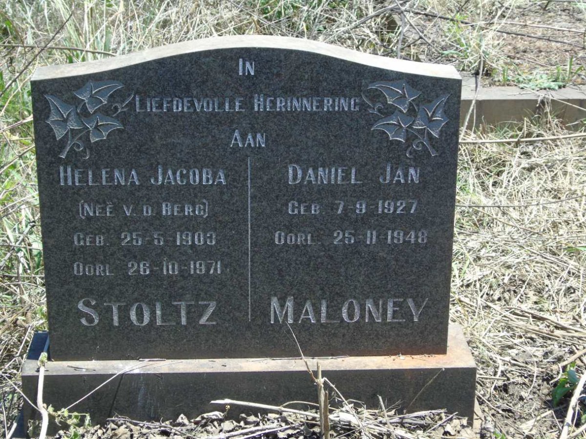 STOLTZ Helena Jacoba nee V.D. BERG 1903-1971 :: MALONEY Daniel Jan 1927-1948