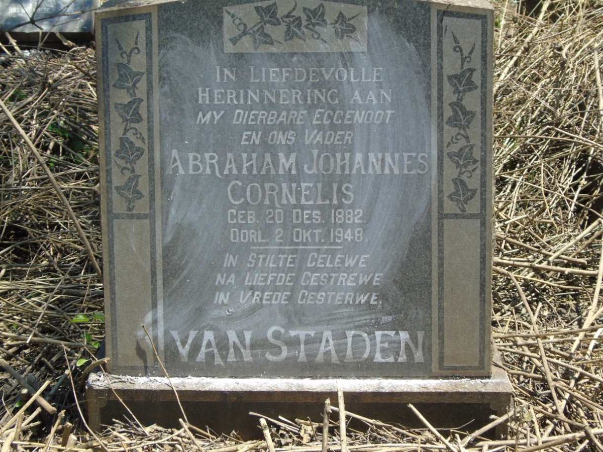 STADEN Abraham Johannes Cornelis, van 1882-1948