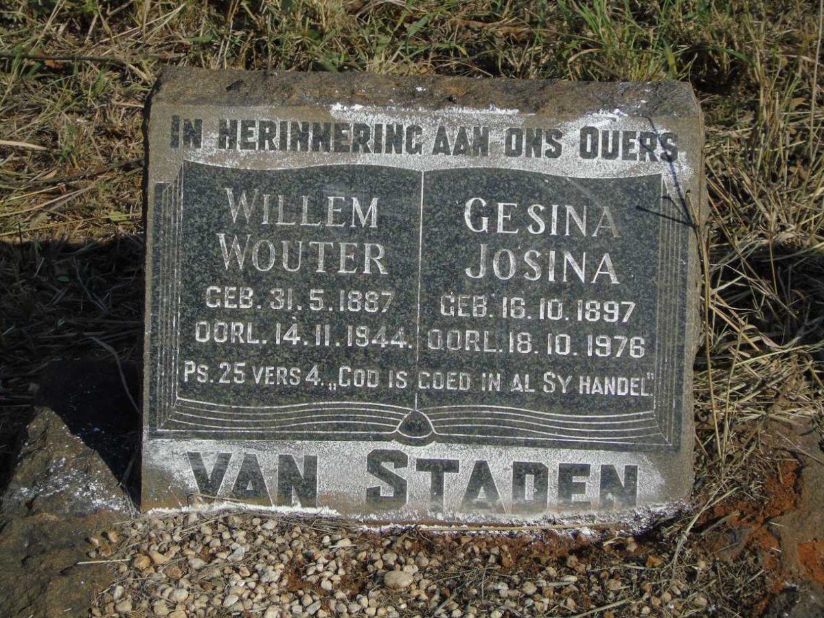 STADEN Willem Wouter, van 1887-1944 & Gesina Josina 1897-1976
