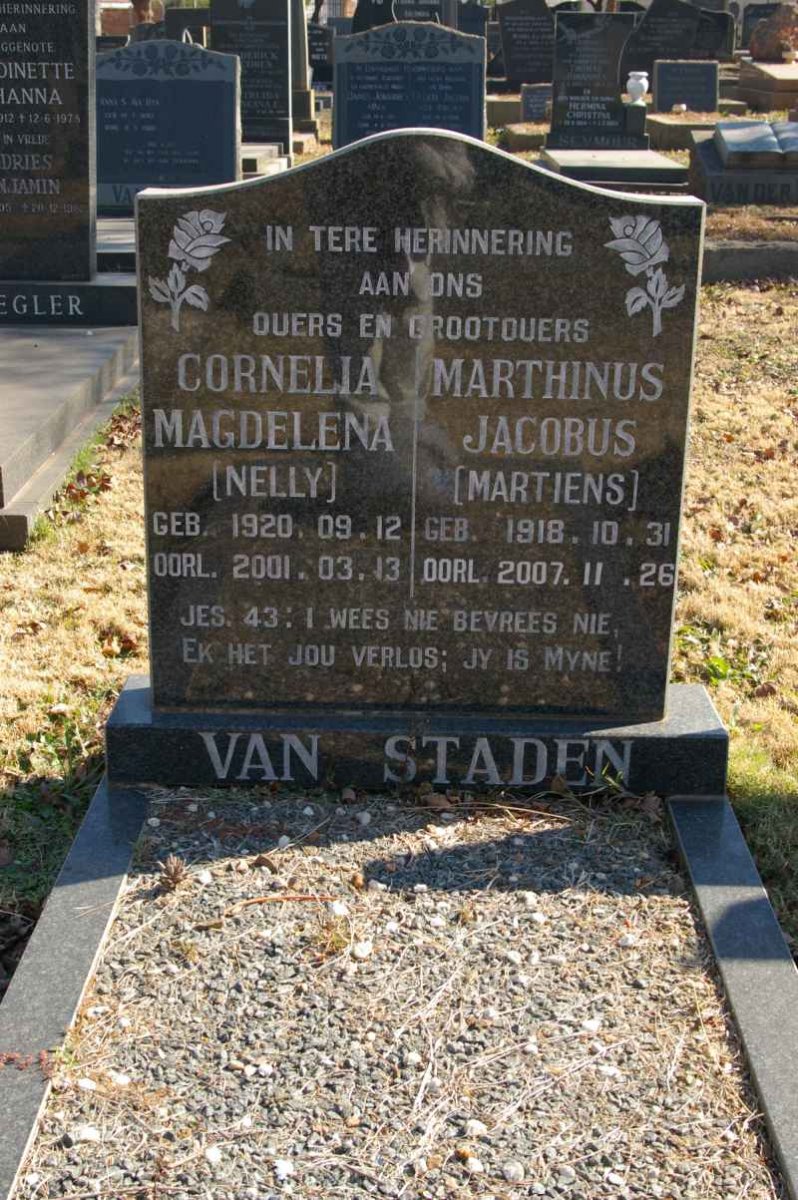 STADEN Marthinus Jacobus, van 1918-2007 &amp; Cornelia Magdelena 1920-2001