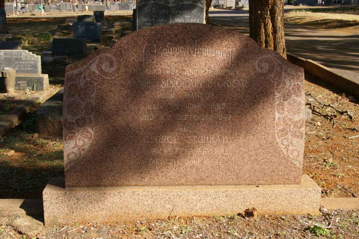 STORRAR George 1885-1958 &amp; Annie Sinclair HARRIS 1882-1947