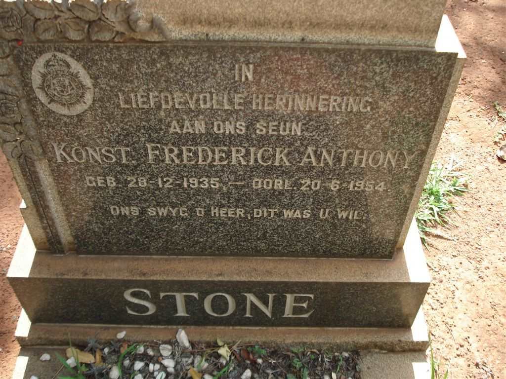 STONE Frederick Anthony 1935-1954