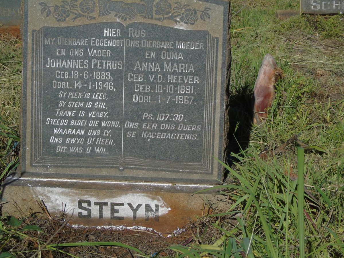 STEYN Johannes Petrus 1889-1946 & Anna Maria V.D. HEEVER 1891-1967