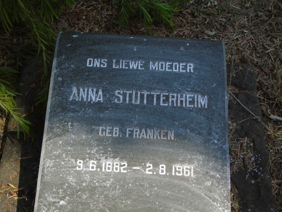 STUTTERHEIM Anna nee FRANKEN 1882-1961