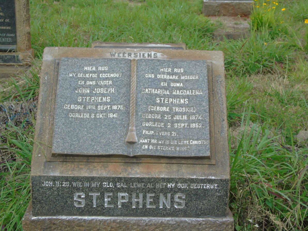 STEPHENS John Joseph 1875-1941 &amp; Catharina Magdalena TROSKIE 1874-1952