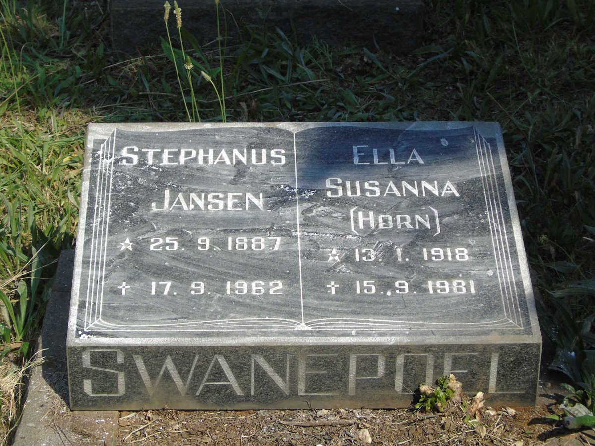SWANEPOEL Stephanus Jansen 1887-1962 :: SWANEPOEL Ella Susanna nee HORN 1918-1981