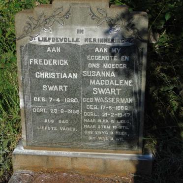 SWART Frederick Christiaan 1880-1956 & Susanna Magdalene WASSERMAN 1886-1947