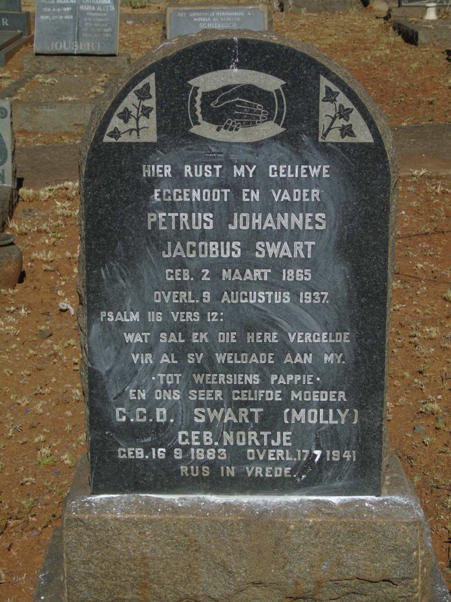 SWART Petrus Johannes Jacobus 1865-1937 & C.C.D. NORTJE 1883-1941