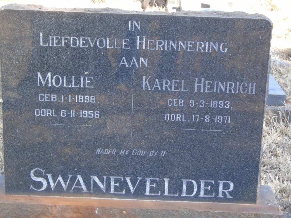 SWANEVELDER Karel Heinrich 1893-1971 & Mollie 1898-1956