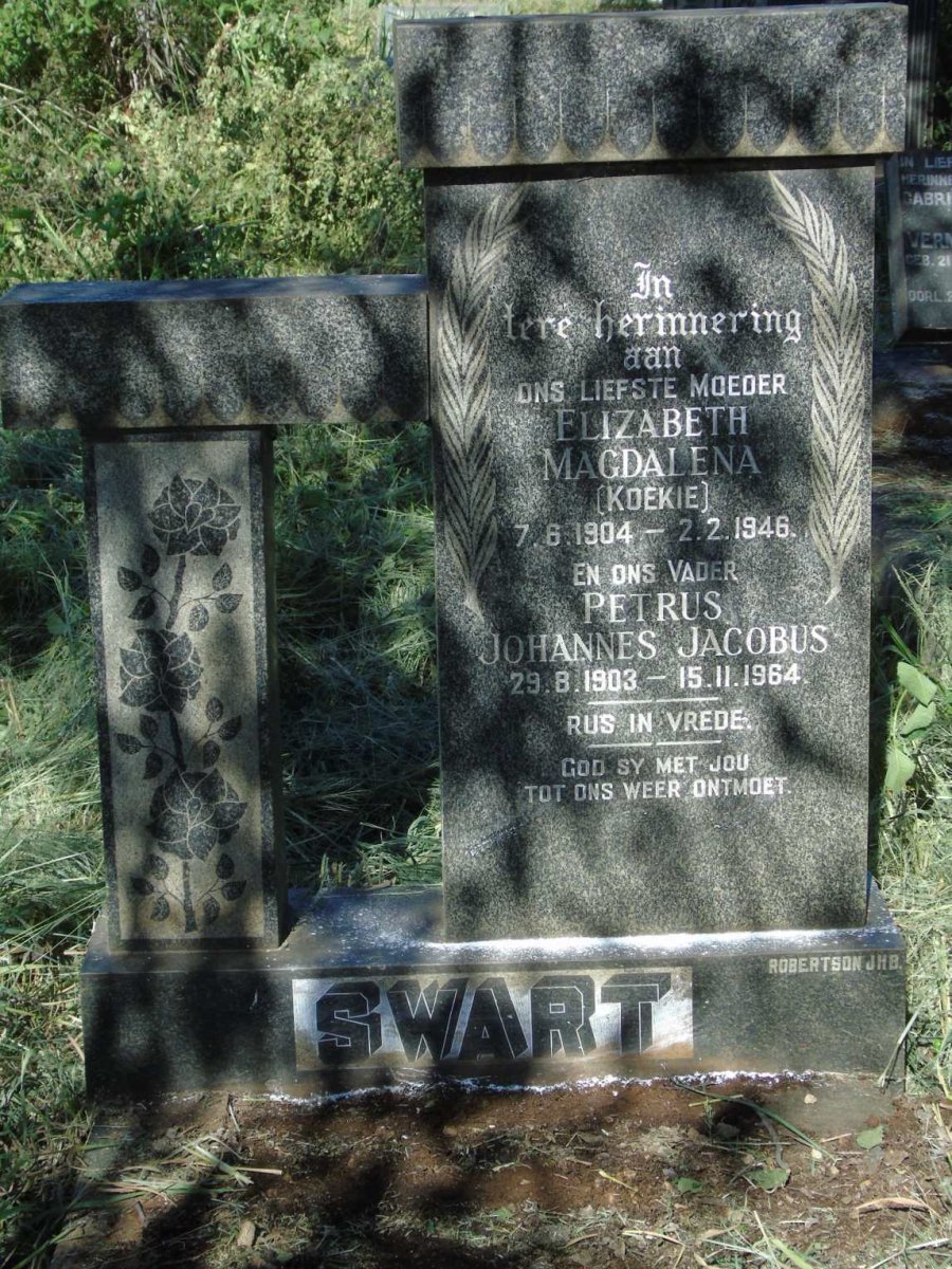SWART Petrus Johannes Jacobus 1903-1964 & Elizabeth Magdalena 1904-1946