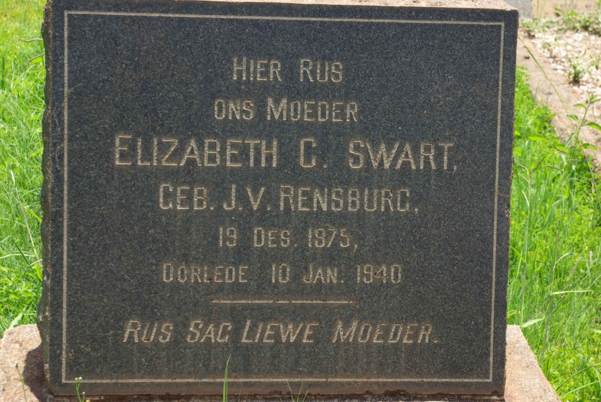 SWART Elizabeth C. nee J.V. RENSBURG 1875-1940