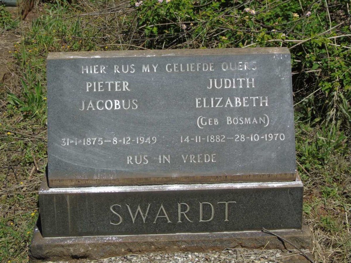 SWARDT Pieter Jacobus 1875-1949 & Judith Elizabeth BOSMAN 1882-1970