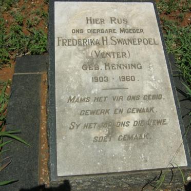 SWANEPOEL Frederika H. voorheen VENTER nee HENNING 1903-1960