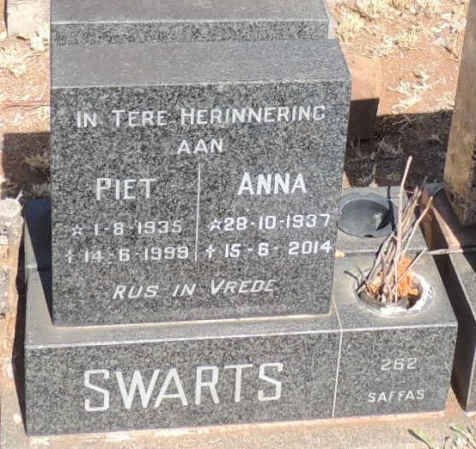 SWARTS Piet 1935-1999 & Anna 1937-2014