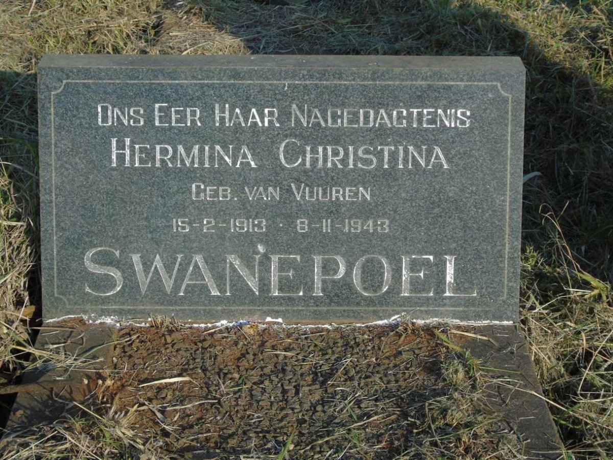 SWANEPOEL Hermina Christina nee VAN VUUREN 1913-1943
