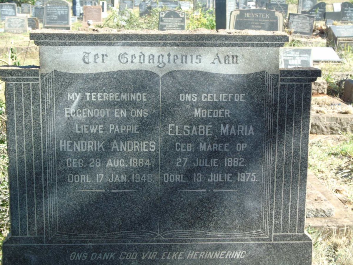 TOIT Hendrik Andries, du 1884-1948 & Elsabe Maria MAREE 1882-1975