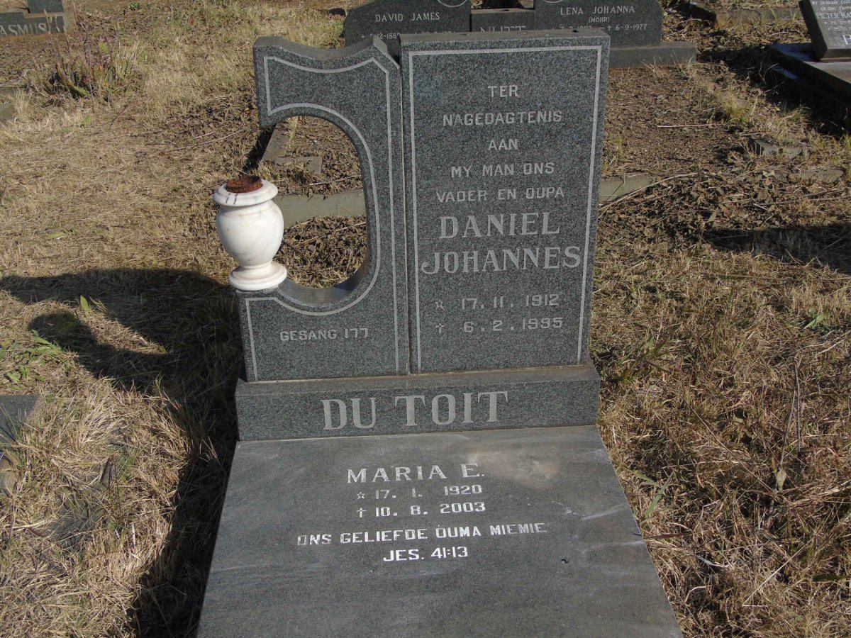 TOIT Daniel Johannes, du 1912-1995 &amp; Marie E. 1920-2003