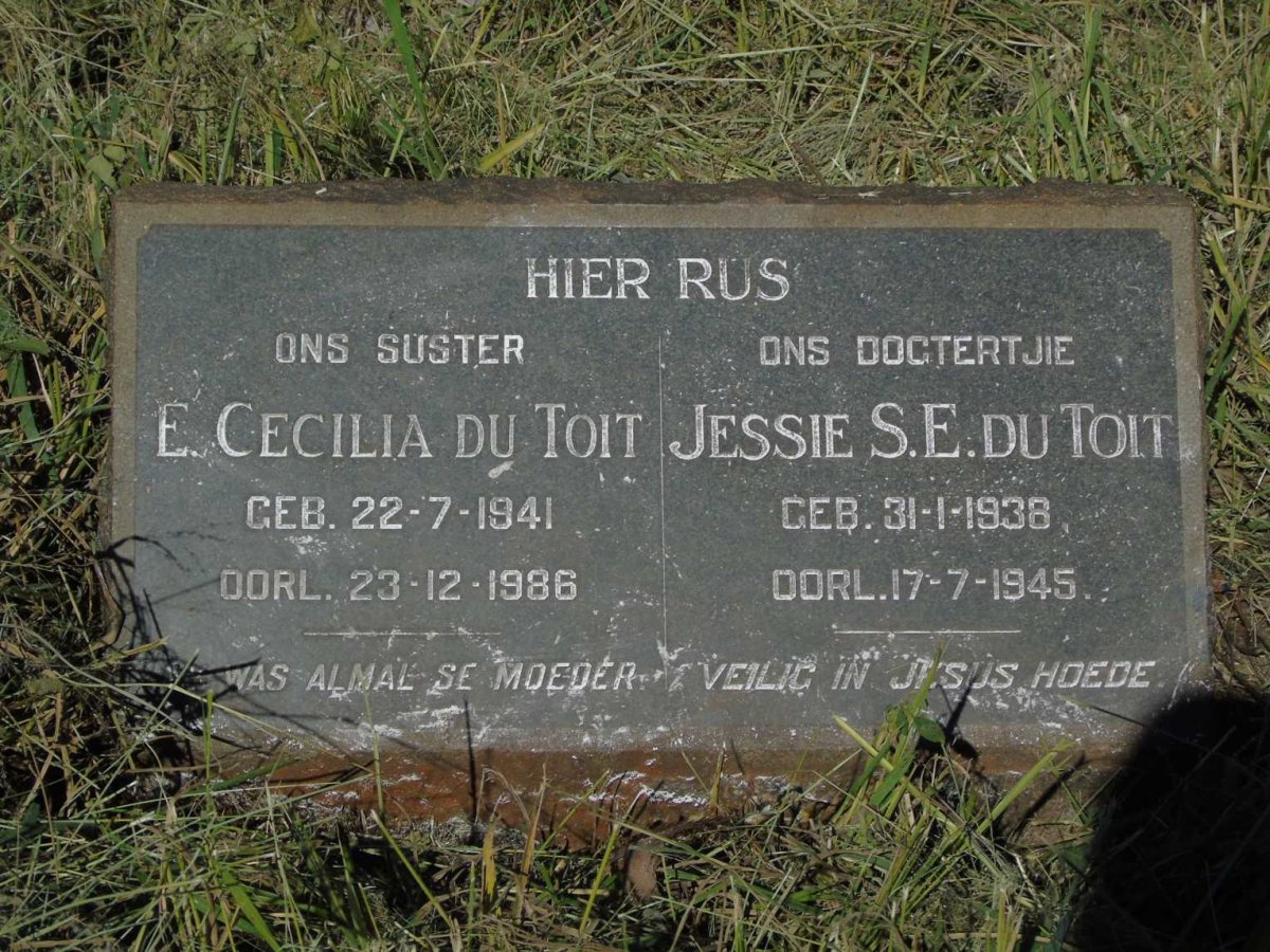 TOIT E. Cecilia, du 1941-1986 :: DU TOIT Jessie S.E. 1938-1945