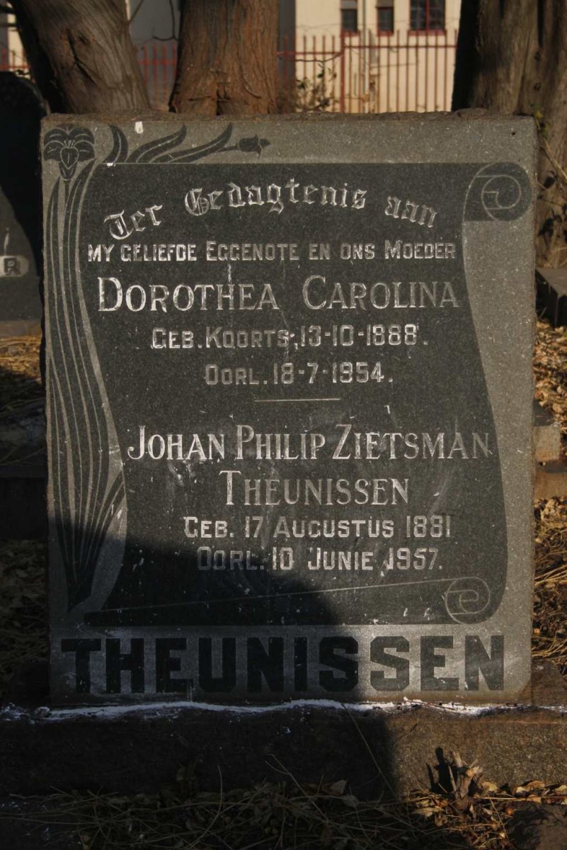 THEUNISSEN Johan Philip Zietsman 1881-1957 & Dorothea Carolina KOORTS 1888-1954