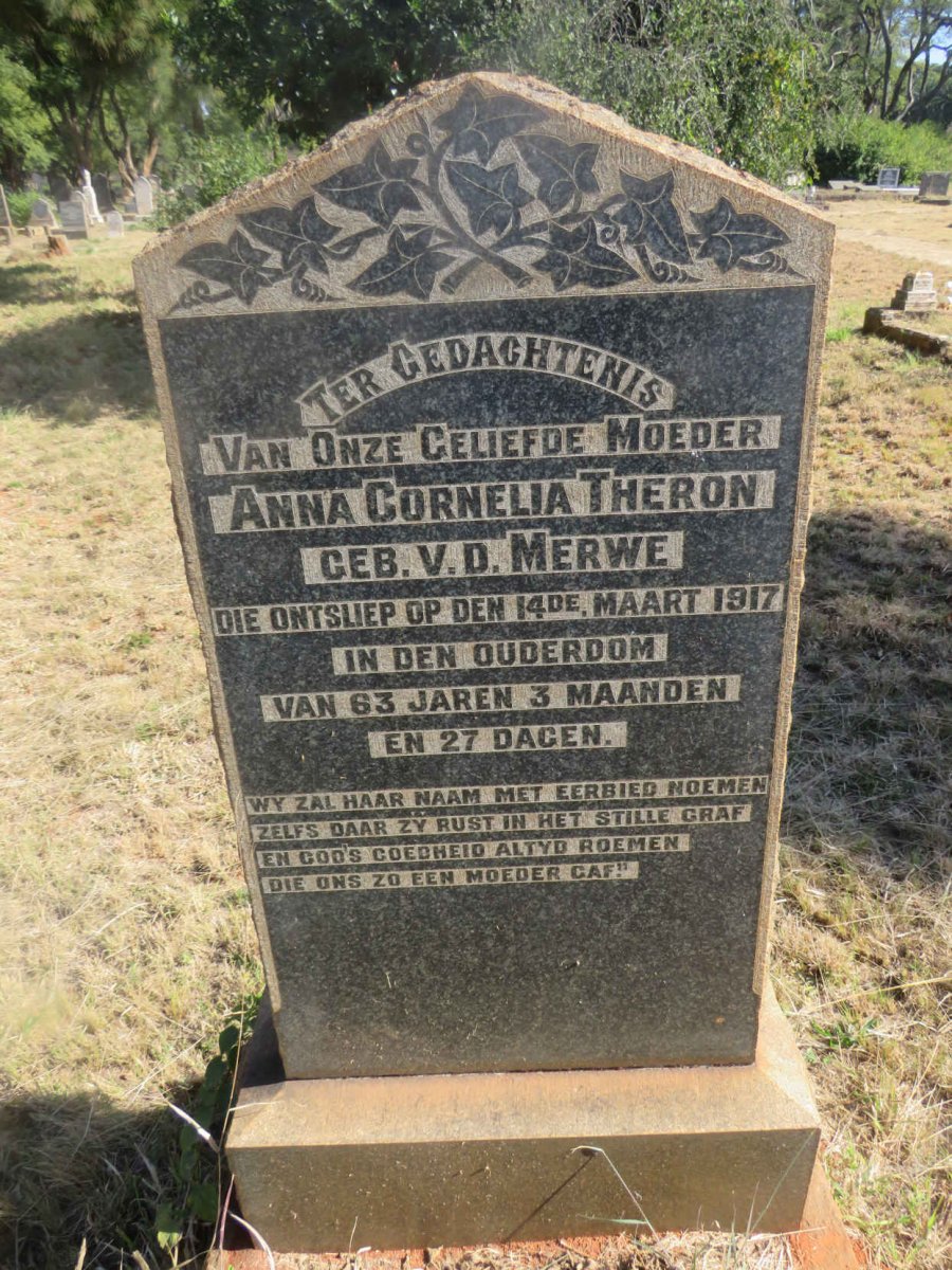 THERON Anna Cornelia nee V.D. MERWE -1917