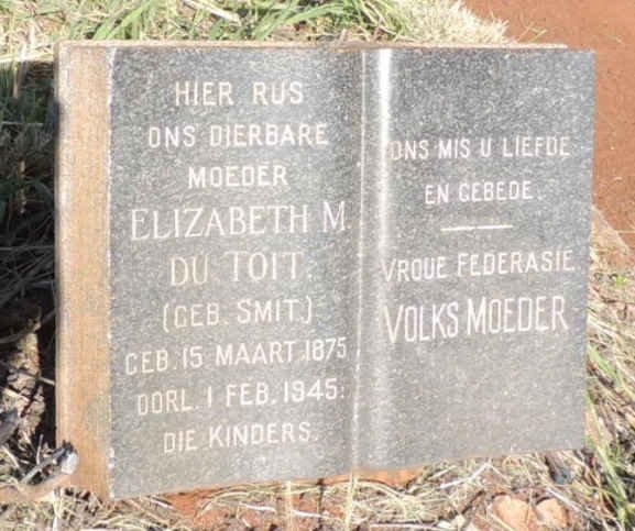 TOIT Daniel S.J., du 1869-1928 &  Elizabeth M. SMIT 1875-1945 _3