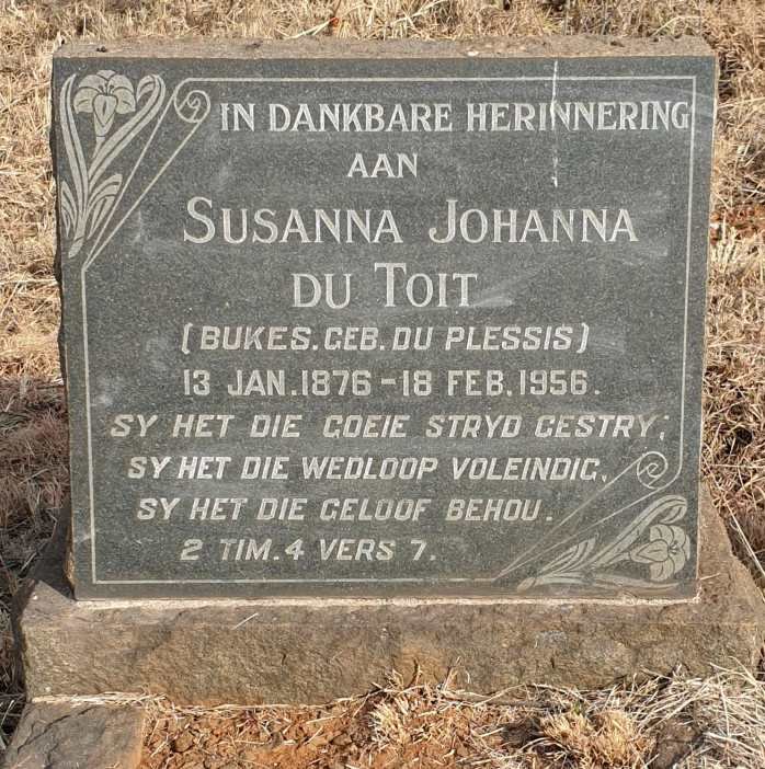 TOIT Susanna Johanna, du voorheen BUKES nee DU PLESSIS 1876-1956