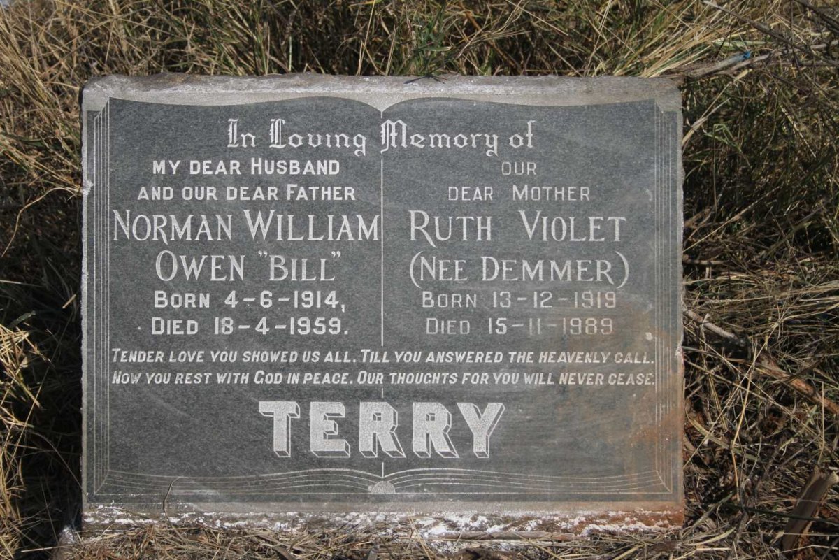 TERRY Norman William Owen 1914-1959 &amp; Ruth Violet DEMMER 1919-1989