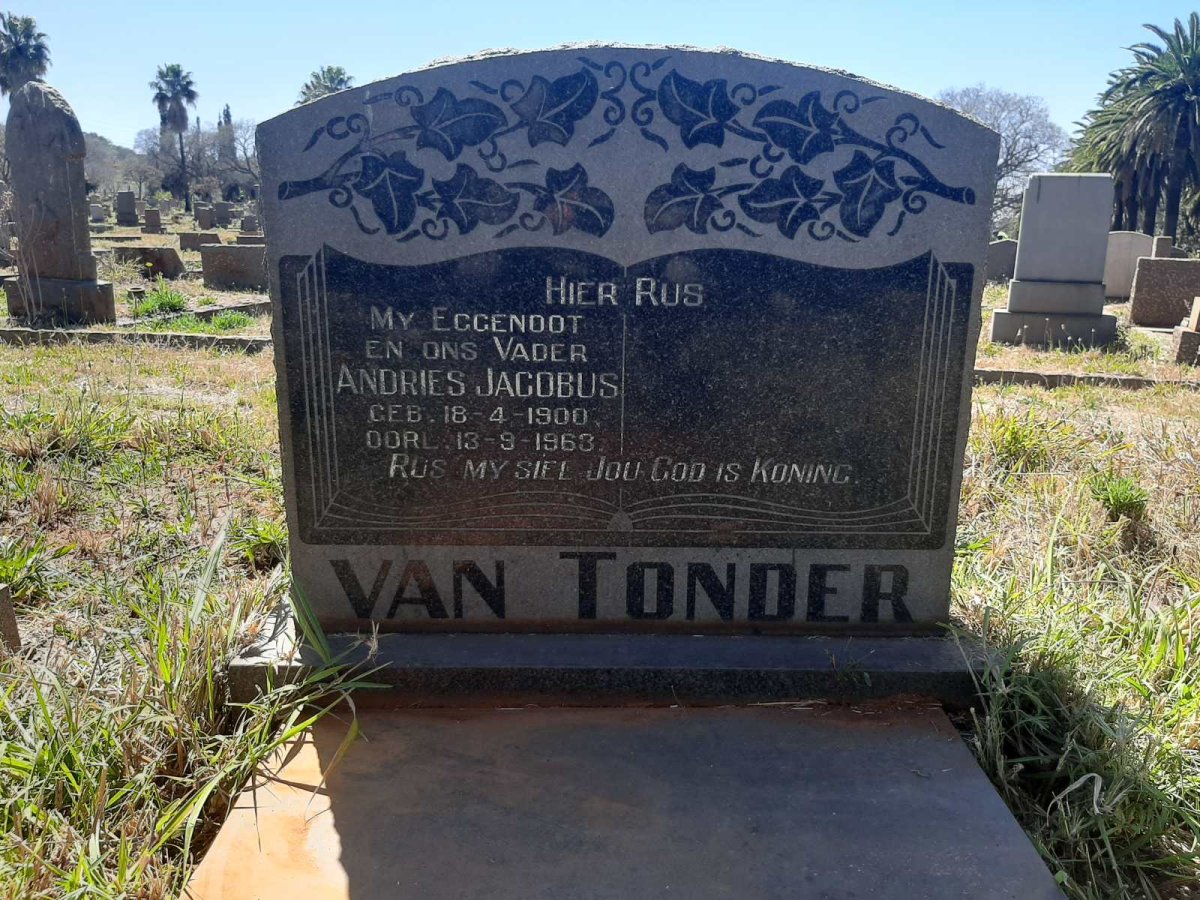 TONDER Andries Jacobus, van 1900-1963